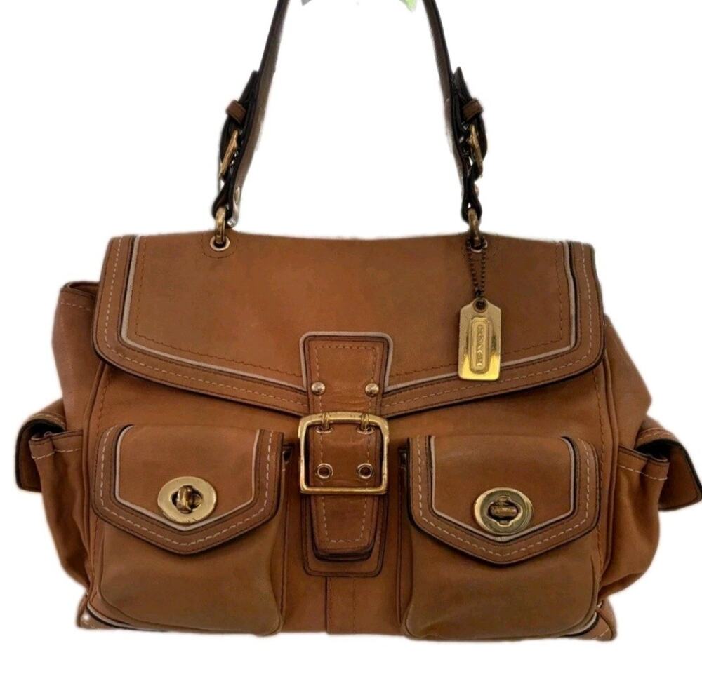 Vintage COACH Limited Edition Daphne Satchel Bag 5709 Camel Leather Turnlock Y2K
